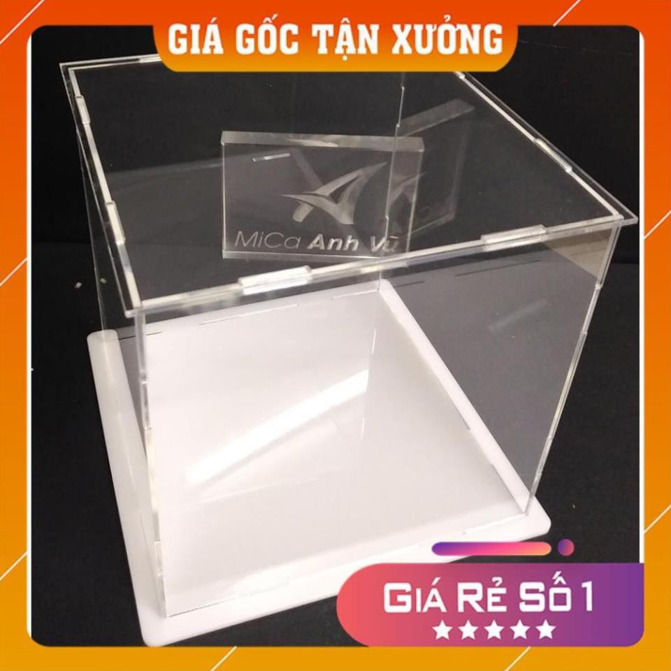 Hộp trưng bày 25x25x25cm mica trong chống bụi đế nhiều màu - lắp ghép