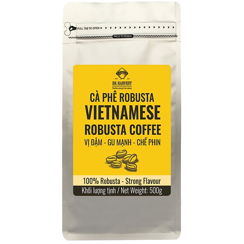 Cà Phê Pha Phin hiệu DK HARVEST Gu Mạnh – 100 Robusta - Túi 250g, 500g