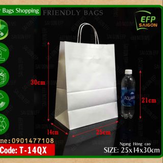 combo 50 túi giấy kraft quai xách màu trắng sang trọng