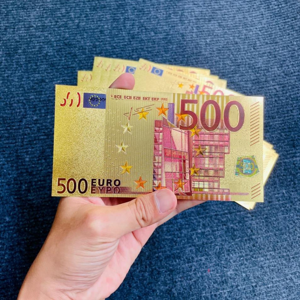 Tờ Tiền Kỉ Niệm 500 EURO Plastic Mạ Vàng Lì Xì Tết May Mắn