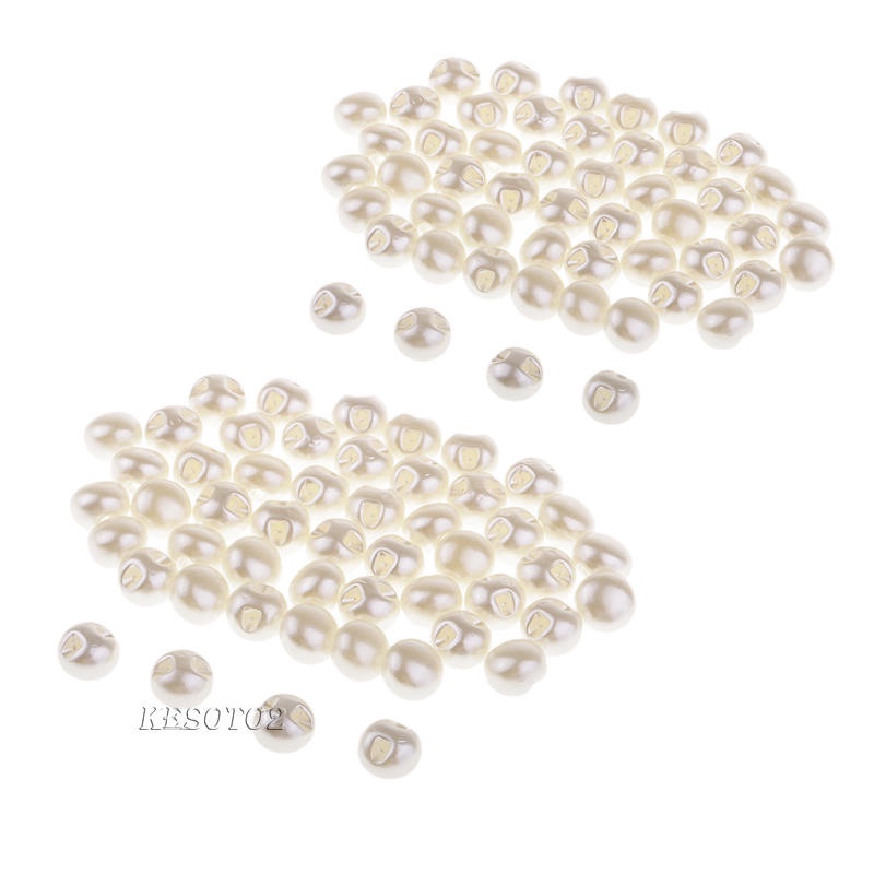 [Kesoto2] 50x 10mm Nút Ngọc Trai Lớn May Vá Thủ Công