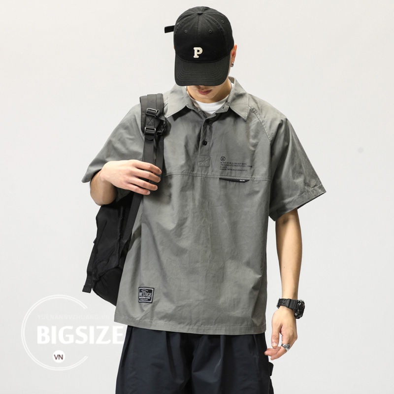 Áo sơ mi nam Bigsize kaki Áo polo tay ngắn form rộng mùa hè Phong cách Hàn Quốc Thời Trang trẻ trung đẹp cao cấp cho người mập béo 100kg 150kg