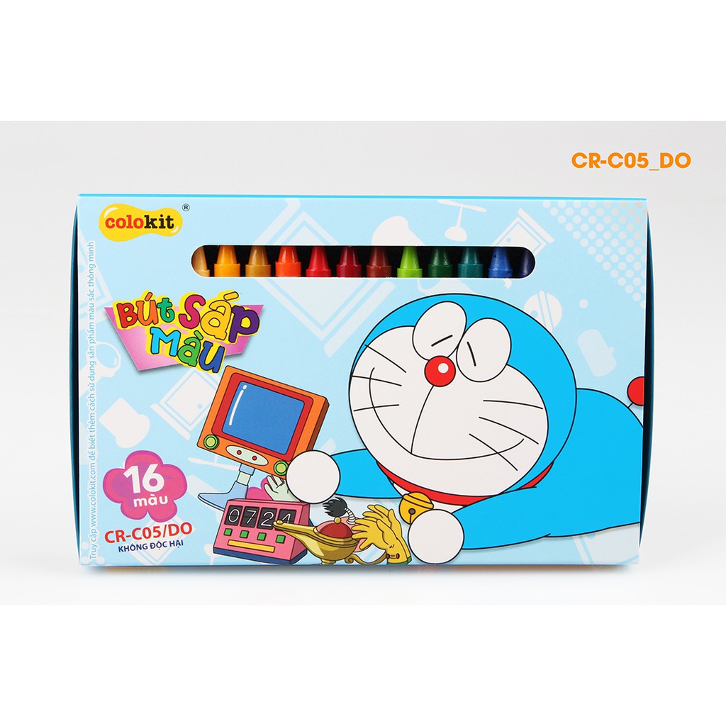 BÚT SÁP MÀU COLOKIT Nhân Vật Hoạt Hình Doraemon (Hộp 16 Màu)