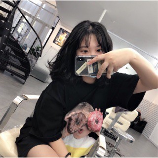 Áo thun nữ ADLV unisex đủ mẫu DONUTS full tag mác ,áo thun form rộng tay lỡ cá tính , BLACK56
