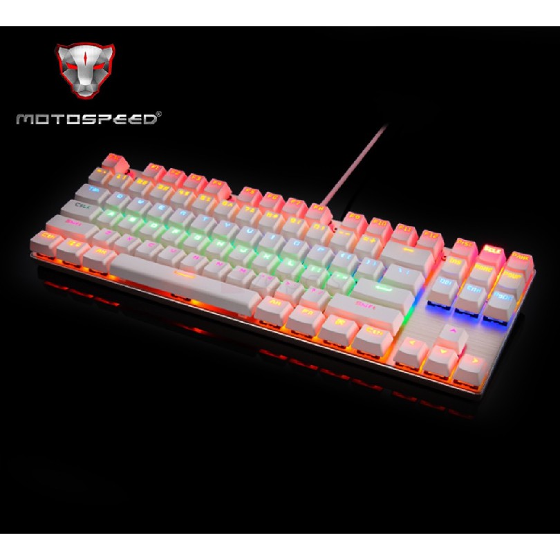 Bàn phím cơ Motospeed K87 TKL Rainbow Gaming Keyboard (Trắng)