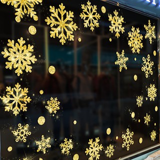Decal dán kính Hoa tuyết vàng noel