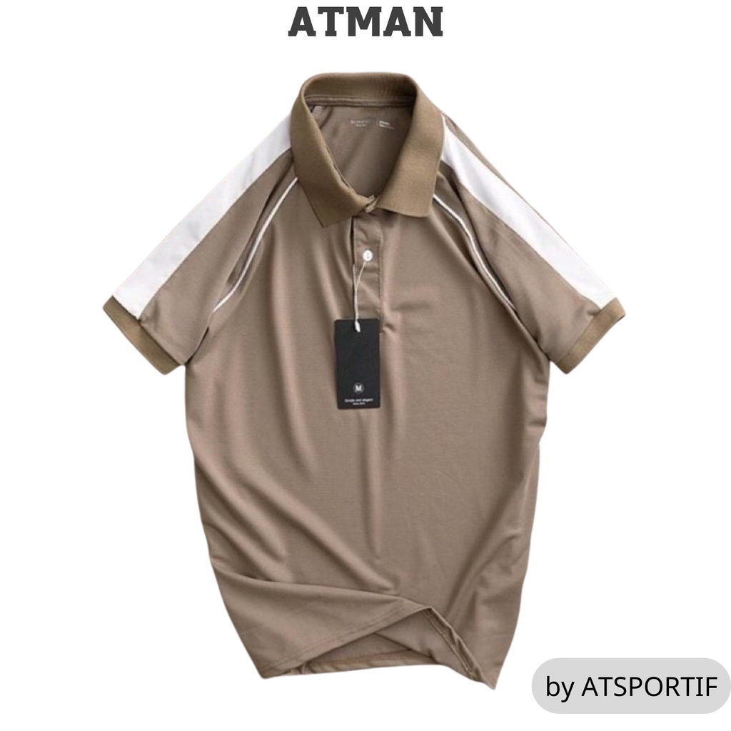 Áo polo nam ATMAN vải cá sấu 4 chiều, xuất xịn,chuẩn form, sang trọng phối vai