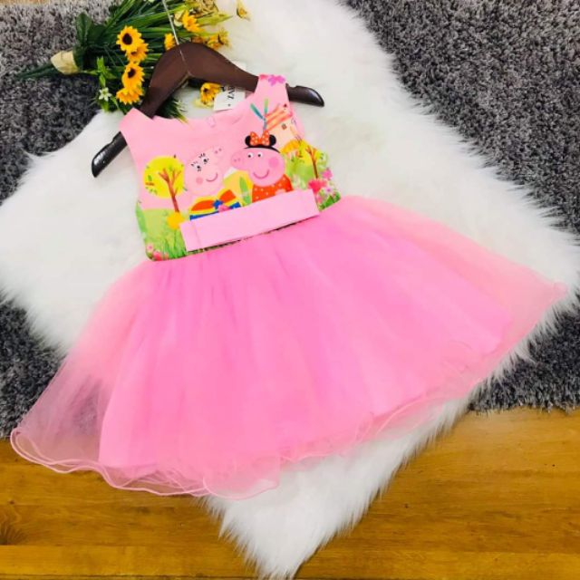 Đầm công chúa xinh lung linh szie 10-22kg cho bé gái diện Tết nha Mom...hình in 3d sắt nét..............................