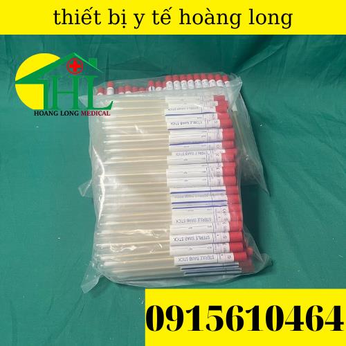 [Hàng Nhập Khẩu] Tăm Bông Lấy bệnh Phẩm Cán gỗ Vô Trùng Túi 100 Que