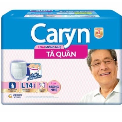 (Tách lẻ)Tã Bỉm Quần Người Lớn Caryn Mỏng Nhẹ Chống Tràn L14,XL12 Miếng Dành Cho Người Già Có Thể Tự Đi