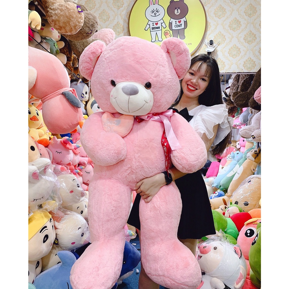 Gấu bông Teddy áo len I Love U 2 màu kem hồng kích thước 80-110-140cm NEOCI