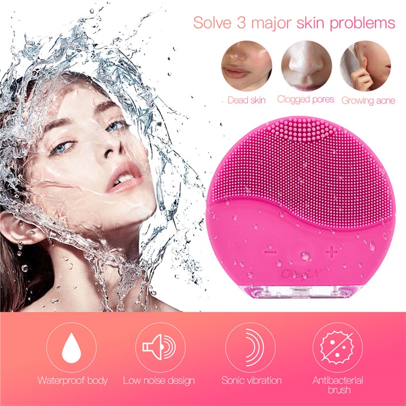 CkeyiN Máy rửa mặt làm sạch sâu chống thấm nước chăm sóc da mặt Facial Cleansing & Massaging Device sóng âm dành cho mọi loại da