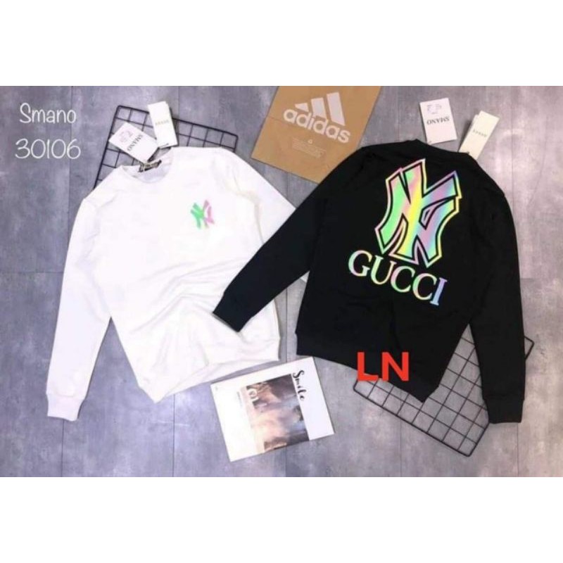 Áo thun dài tay thu đông, áo kiểu sweater in phản quang 7 màu GU.CI, 2 màu Đen,trắng | BigBuy360 - bigbuy360.vn