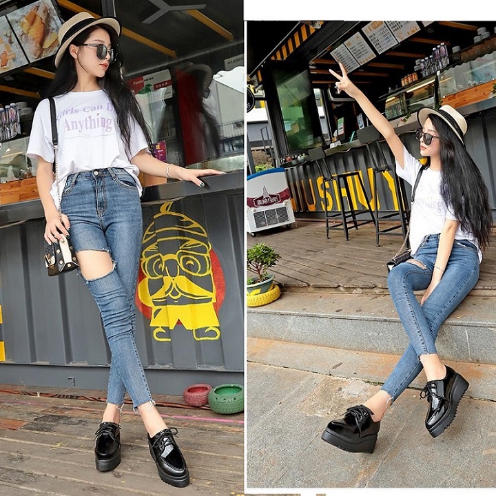 Giày oxford bánh mì phong cách Korea chất lượng da bóng mềm siêu nhẹ cá tính đường phố sành điệu S303
