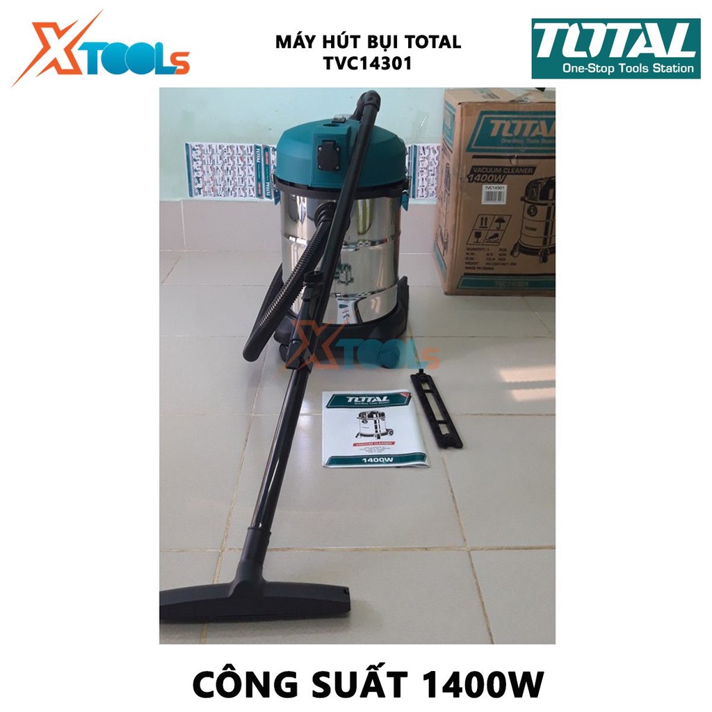 Máy hút bụi 30 lít TOTAL TVC14301 | máy hút bụi cầm tay công suất đầu vào 1400W lượng khí thổi 1.9CBM/Min áp lực hút 16-