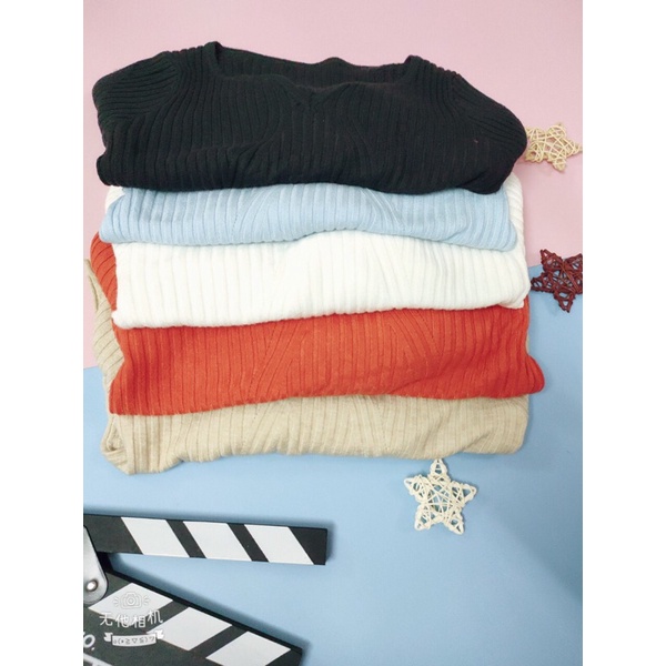 Áo len tăm nữ dài tay cổ tim cách điệu dáng croptop