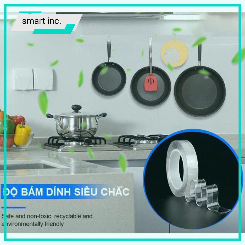 Băng Keo 2 Mặt Silicon Trong Suốt 3m Dán Đồ Siêu Dính Chắc Tái Sử Dụng Chịu Lực Nặng