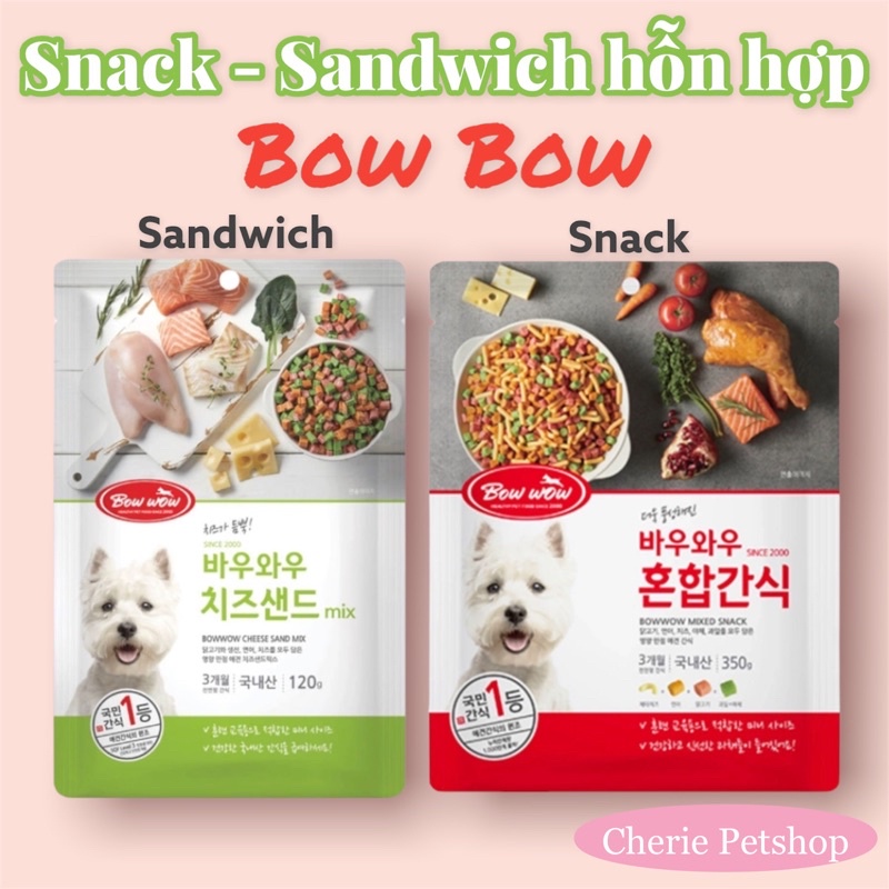 Bánh thưởng sandwich cho chó Snack hỗn hợp Bow Bow