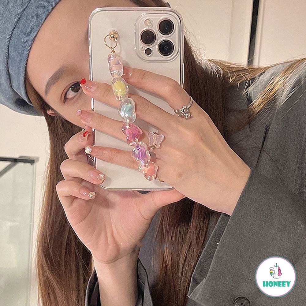 Ốp Điện Thoại TPU Dẻo Màu Kẹo Ngọt Siêu Mỏng Có Dây Đeo Cổ Tay Cho iPhone 14 13 12 11 Pro Max X XS XR 8 7 Plus