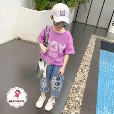 Set áo thun quần jean mùa hè bé trai mập 7 8 9 10 11  tuổi  ✨đồ bộ size đại30kg 35kg 40kg 45kg
