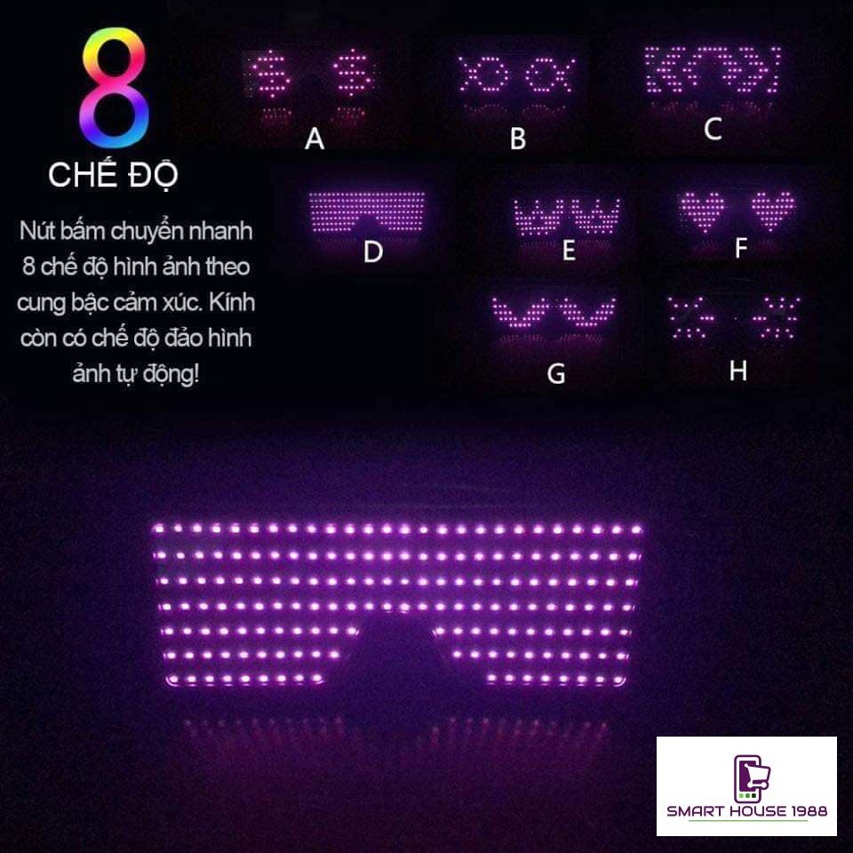 KÍNH LED ĐI BAR ĐI BAY NHẤP NHÁY 8 KIỂU NHIỀU MÀU LỰA CHỌN PHỤ KIỆN ĐỘC ĐÁO CHO BỮA TIỆC