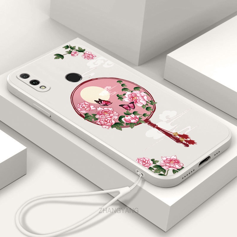 Ốp Điện Thoại Silicone Mềm Họa Tiết Hoa Mẫu Đơn Có Dây Đeo Cho Huawei nova 3i nova 3