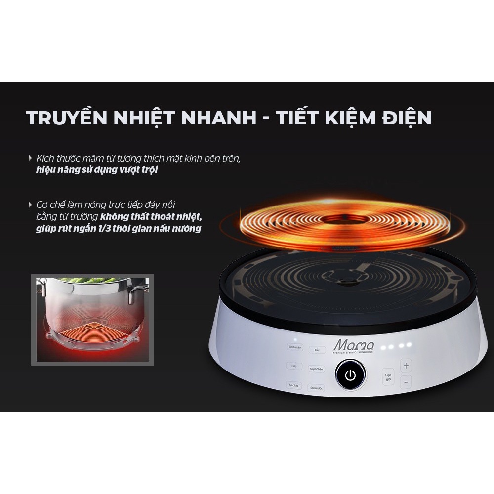 BẾP TỪ ĐƠN Sunhouse MAMA SHD6885, bảo hành chính hãng 24 tháng, công suất 2100W