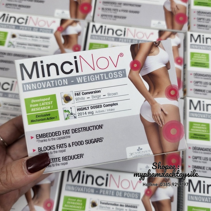 MẪU MỚI - Viên Đốt Mỡ Minci NOV Pháp - GIẢM MỠ BỤNG, BẮP TAY, ĐÙI MINCINOW