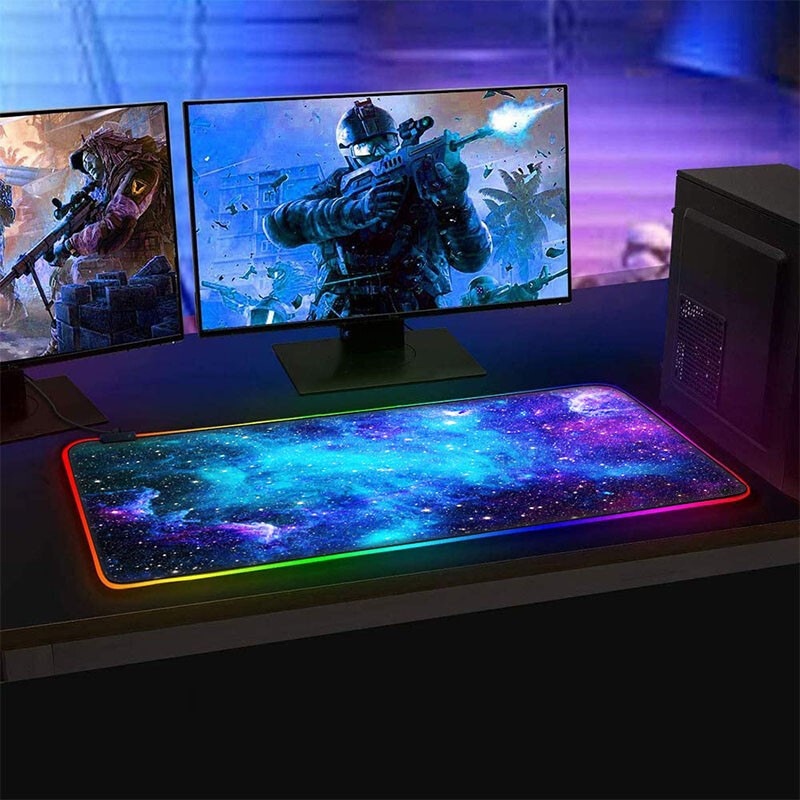 Lót chuột LED RGB, PAD chuột cỡ lớn siêu dày, bền chống nước, chống trượt size 90x30, 80x30