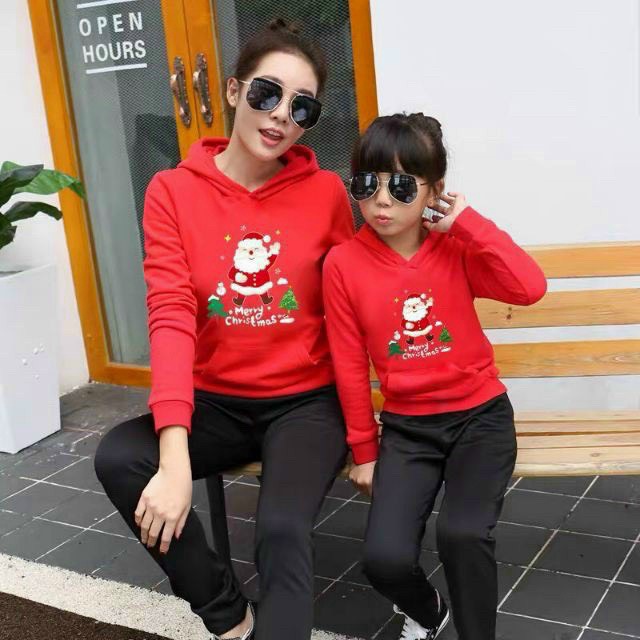 Áo Khoác Hoodie Nỉ Bông Sắc Đỏ Cho Cả Nhà Cùn Đón Giáng SInh Ấm Áp Tp  HHP