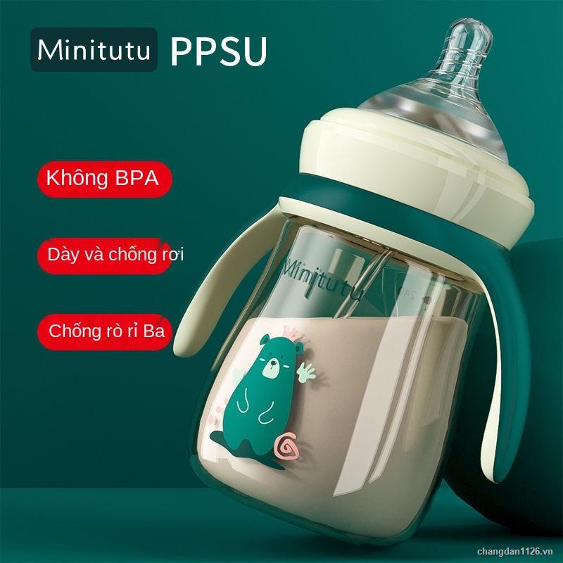 Bình sữa ppsu chống đau bụng và chống sặc loại rộng mới cho bé 12 tuổi, cốc ống hút dung tích lớn chống rơi cho bé 12 tuổi