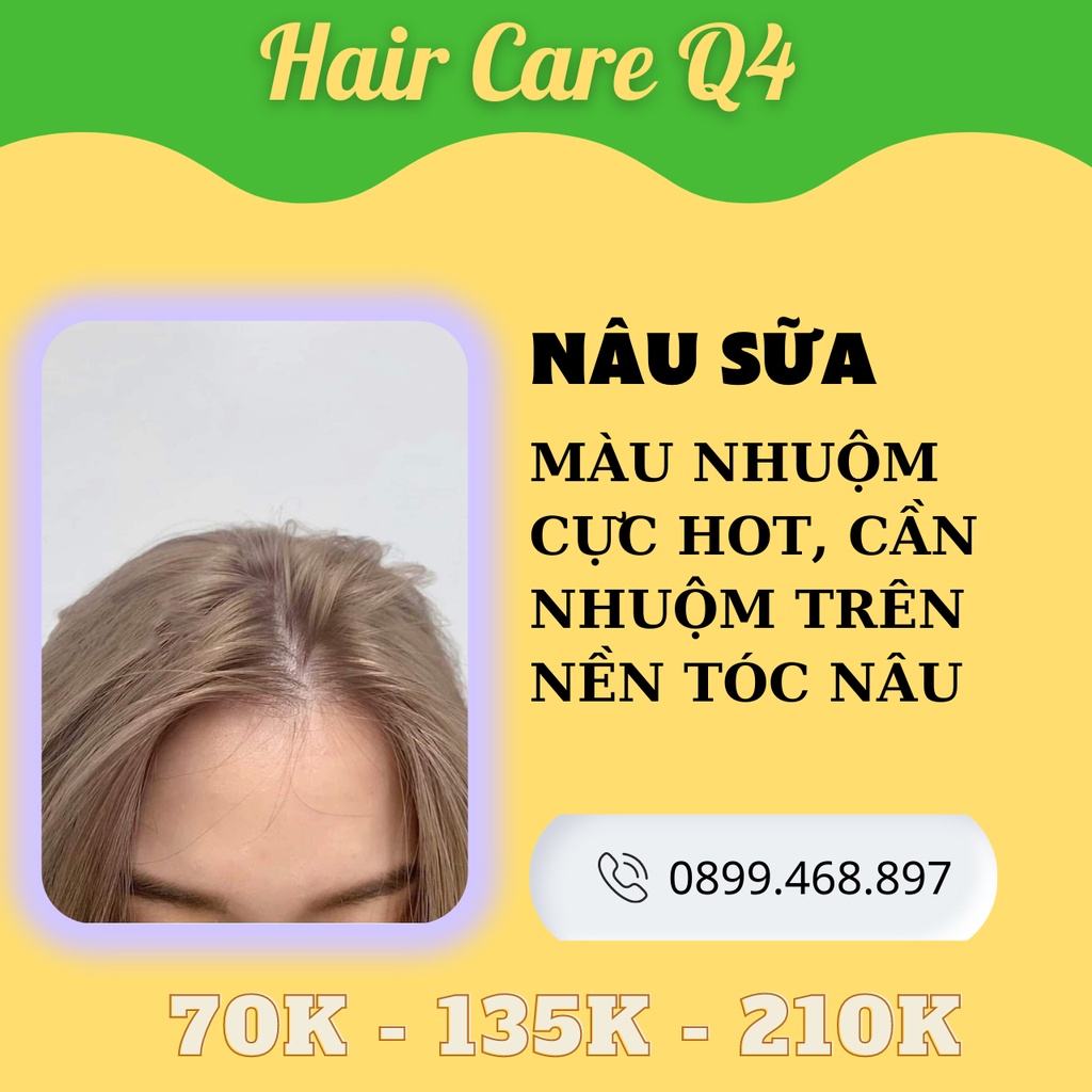 Thuốc nhuộm tóc màu nâu sữa, nâu tây, nâu khói không cần tẩy - Hair Care Q4