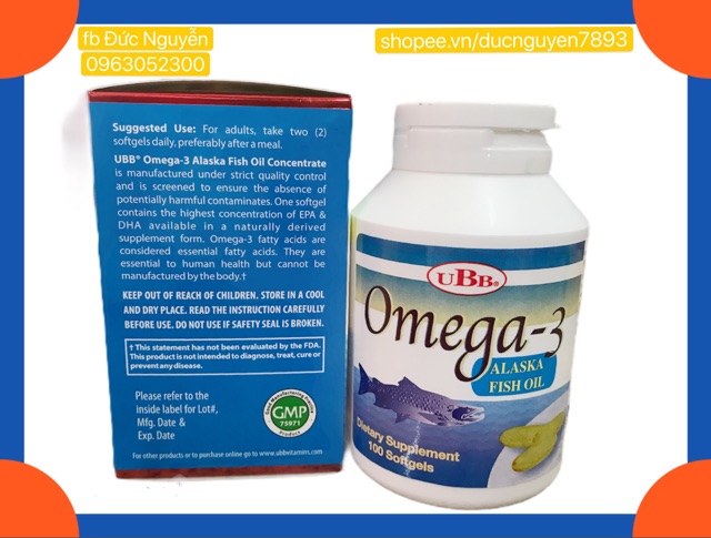 VIÊN DẦU CÁ OMEGA-3 UBB 100v NHẬP TỪ MỸ