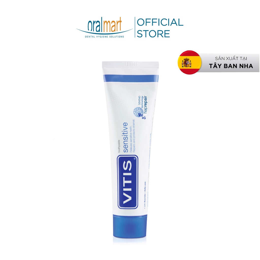 Kem đánh răng giảm ê buốt và tái tạo men răng Vitis Sensitive Tuýp 100ml