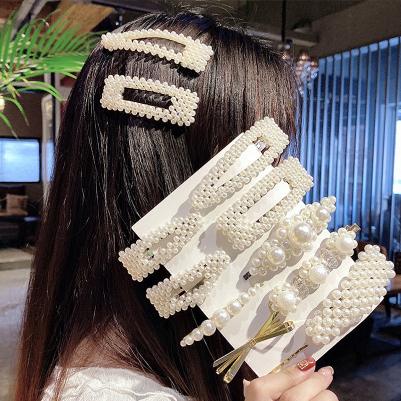 Kẹp Tóc Đính Ngọc Trai Trắng Phong Cách Cổ Điển Thanh Lịch Cho Nữ