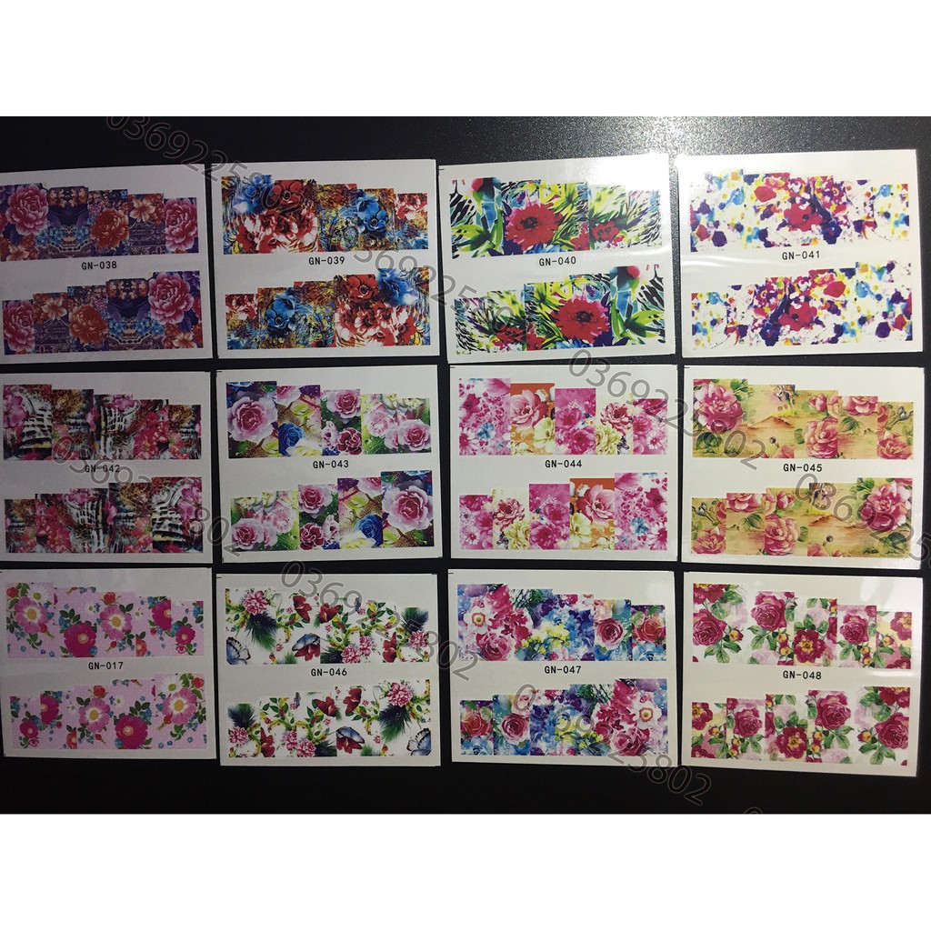 48 TẤM STICKER  nước mẫu hoa Vintage trang trí móng