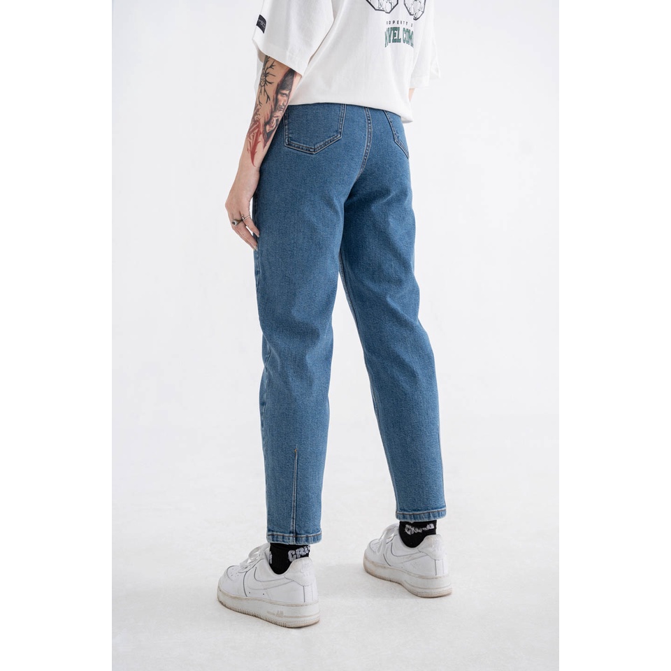 Quần Jean BOO BOO Nữ Dáng Mom jeans Cạp Cao Chiết Ly Phong Cách