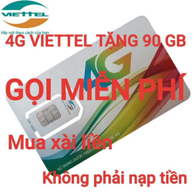 Sim 4G viettel nghe mãi mãi , môiz ngày tặng 4GB , tháng tặng 120GB mua là xài liền không cần nạp tiền