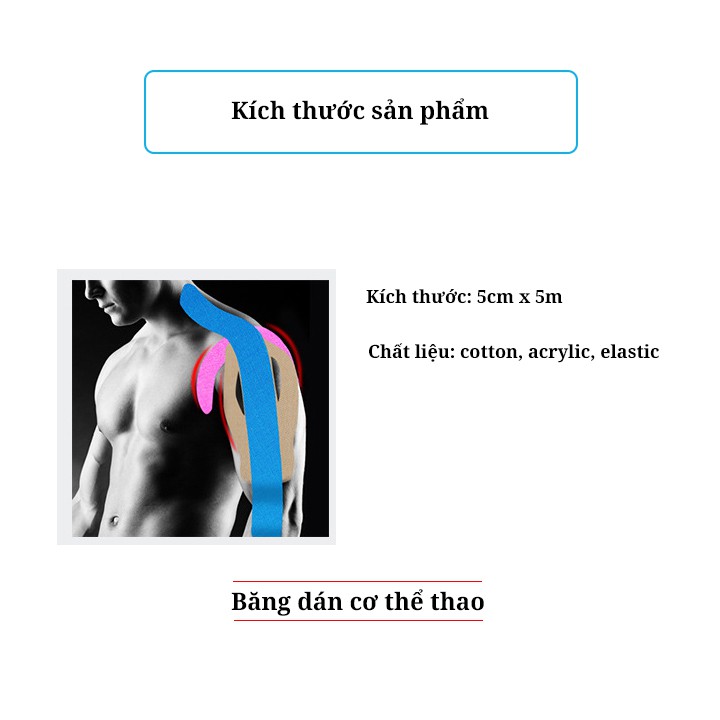 Băng dán cơ thể thao kinesiology XK50 cuộn dài 5m