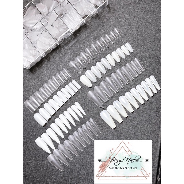 Móng úp tay HSM Nhám Sẵn 4 fom Thang- Bầu- Nhọn- Vuông