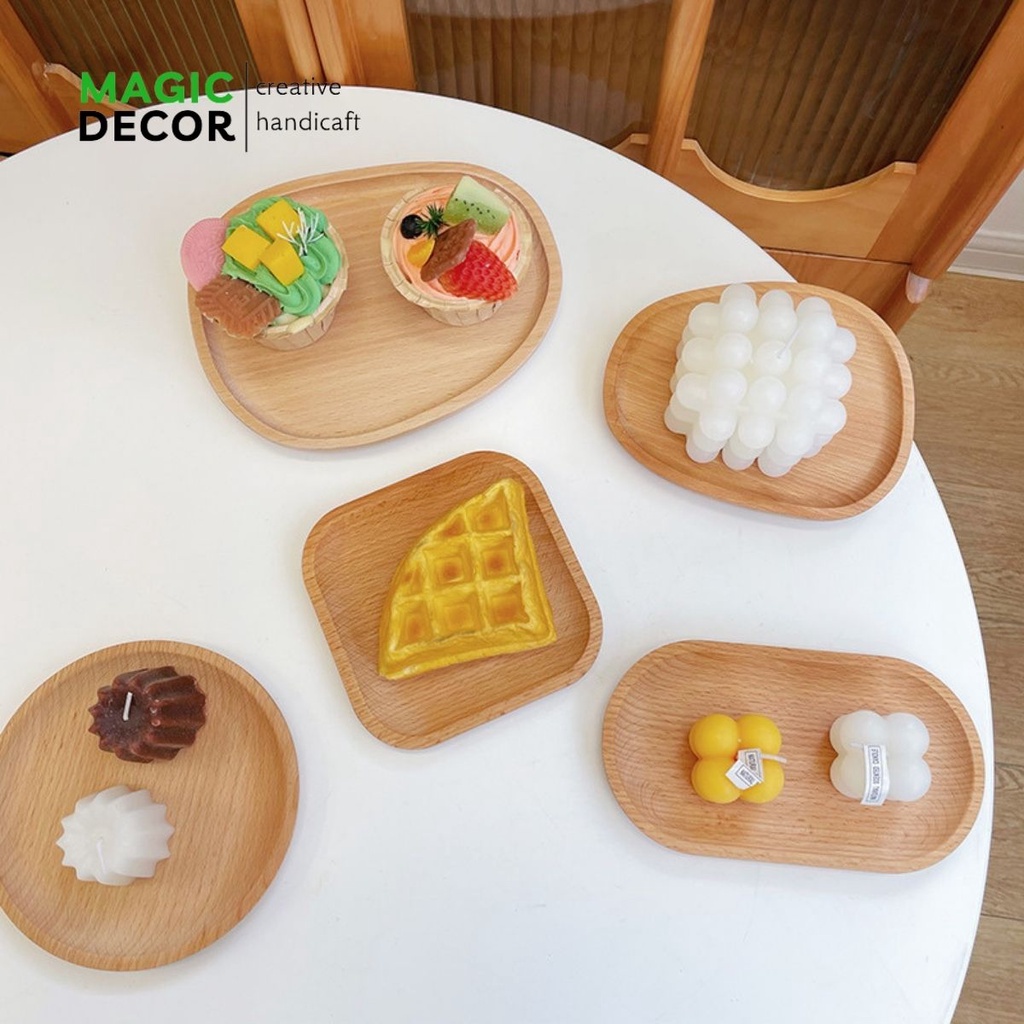 Khay gỗ decor đựng đồ ăn, Gỗ tần bì cao cấp phụ kiên chụp ảnh trang trí sang trọng - MAGIC DECOR