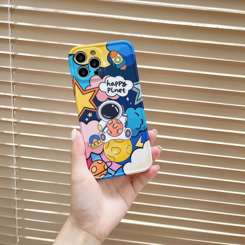 Iphone Case Astronaut  Planet Stickers IPhone XS 11 12 Pro MAX X XR 7 8 Plus SE 2020 11 Pro Max Case IMD Color Cover