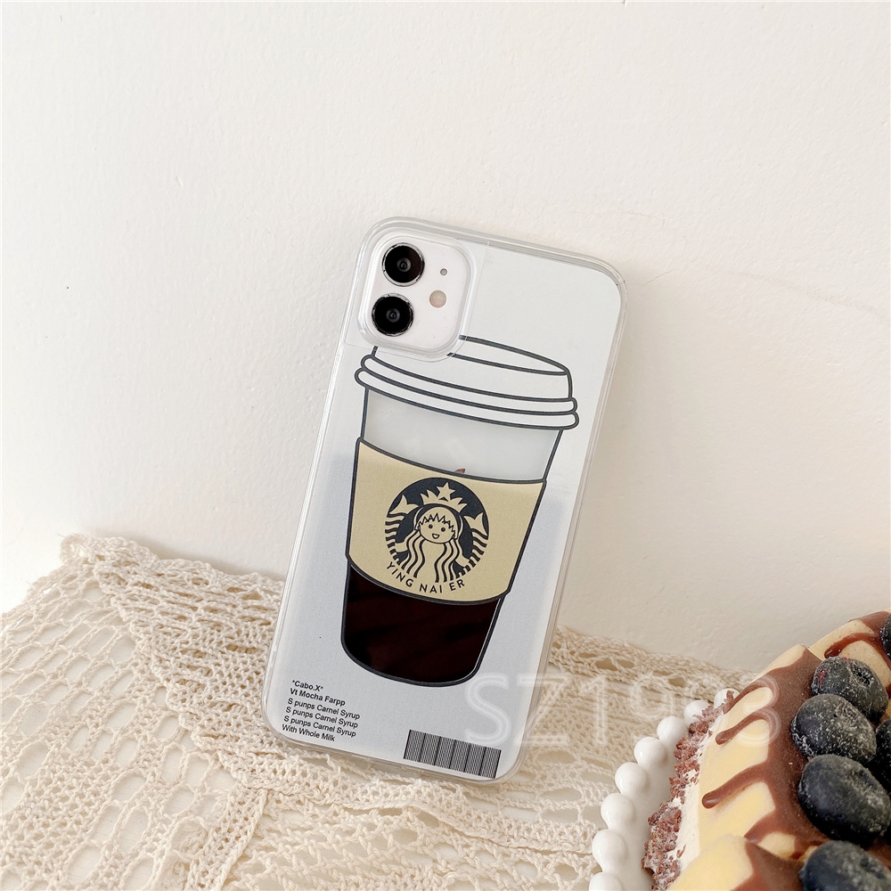 Ốp điện thoại dẻo hình chai nước starbucks kim tuyến cho iphone 12 mini 12 pro max 11 pro max x xs xr xsmax 8 7 6