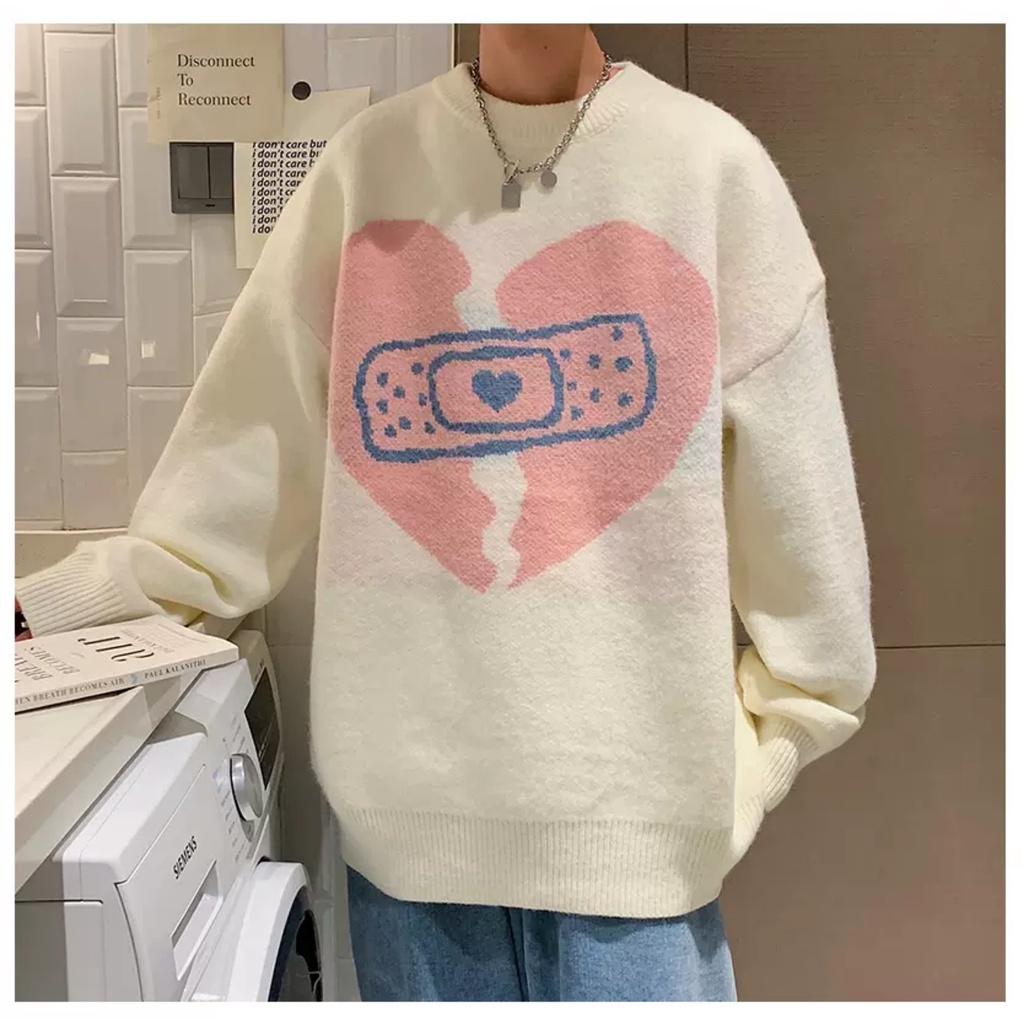 Áo len cặp đôi trái tim tình yêu chữ unisex nam nữ