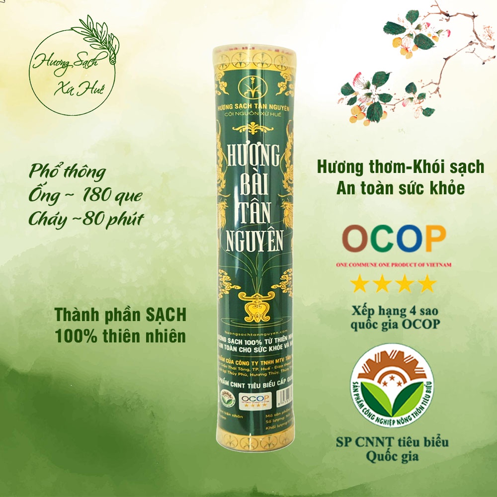 Hương sạch Tân Nguyên, nhang ít khói, hương bài 100% thiên nhiên thơm dịu nhẹ, ống 170-190 que