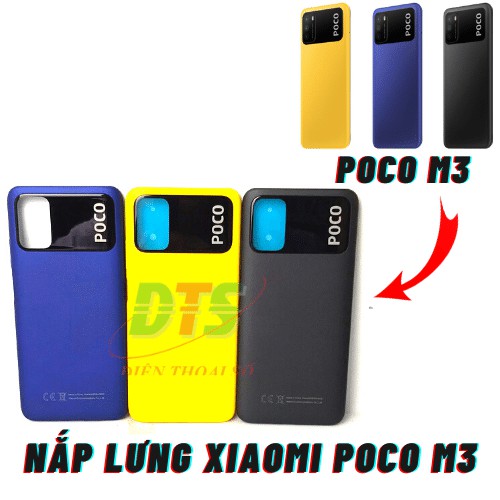 Nắp lưng sau xiaomi poco m3 màu xanh ,vàng, đen