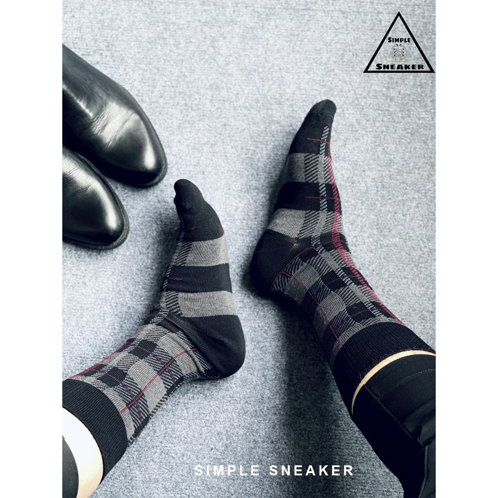 Tất Mang Giày Tây 🔥FREESHIP️🔥 Vớ Công Sở Họa Tiết Sọc Ca Rô Cổ Cao Chất Cotton Nhẹ Êm Và  Khô Thoáng