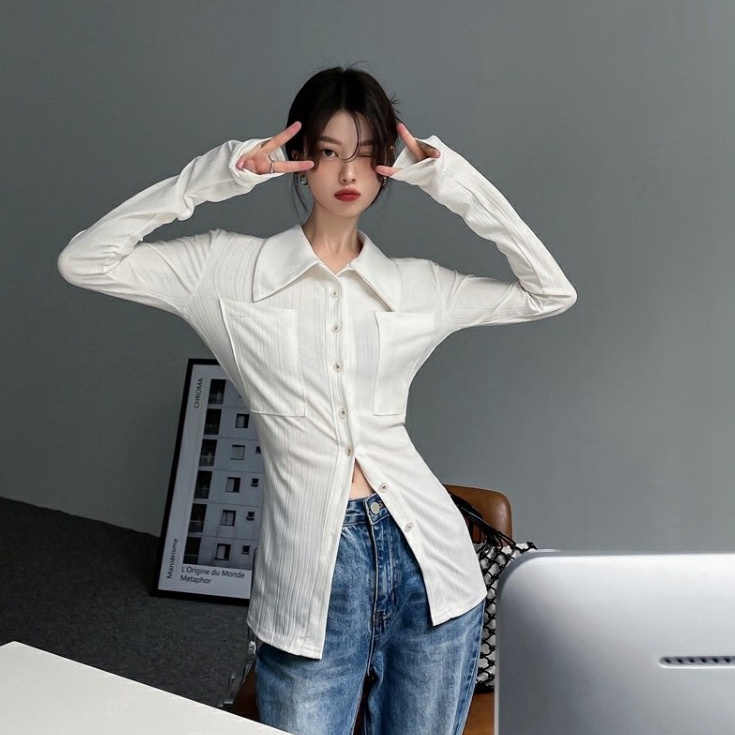 SUXI Áo Sơ Mi Dài Tay Dáng Rộng Phong Cách Hàn Quốc Dành Cho Nữ