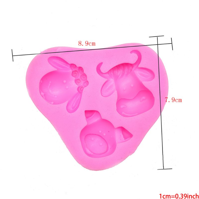 Khuôn Làm Bánh Bằng Silicone Hình Đầu Chú Heo / Cừu / Heo 3D Tiện Lợi Dành Cho Nhà Bếp