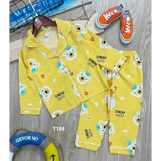 [11-22kg] Bộ đồ dài tay pijama kate lụa cho bé gái 061